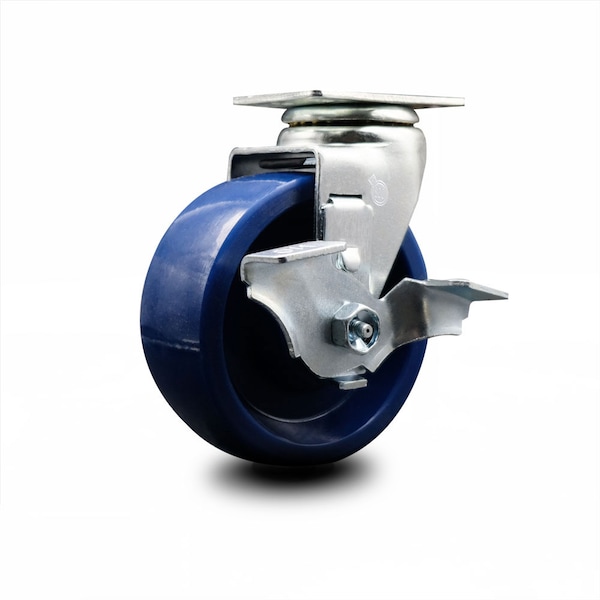 5 Inch Solid Polyurethane Swivel Caster with Ball Bearing and Brake SCC